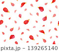 Seamless pattern of scattered red tulip petals with yellow tips in varied sizes and angles. Hand-painted botanical watercolor. Good for textiles, packaging, stationery and romantic designs 139265140