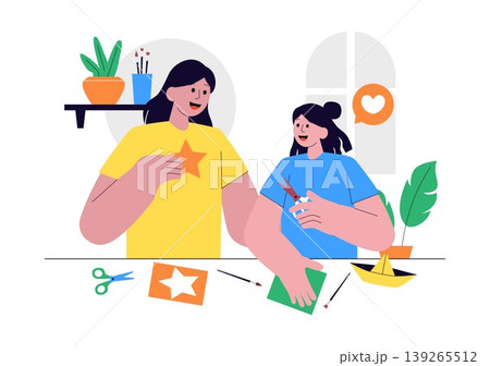 DIY Class Vector Illustration Featuring Craft Workshop Creative Handmade Activities, Pottery, Painting, Sewing, Art Learning, Hobby Studio Design 139265512