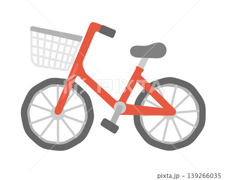 赤色のカゴ付き自転車　イラスト 139266035