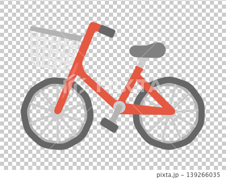 赤色のカゴ付き自転車　イラスト 139266035