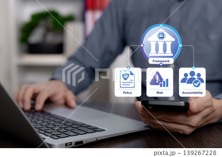 AI Governance Framework and Risk Management Concept AI Governance Framework and Risk Management Concept 139267228