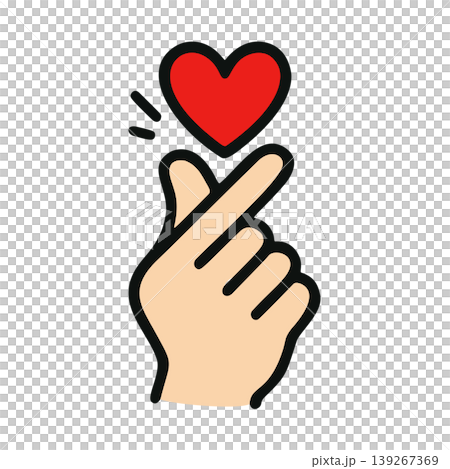 Simple Red Heart Shape Gesture Finger Symbol Icon Hand Drawn 139267369