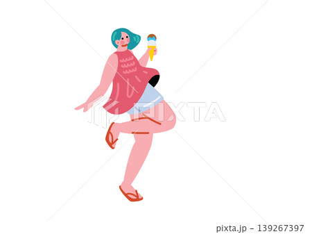夏を満喫する女性のイラスト 139267397