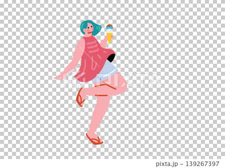 夏を満喫する女性のイラスト 139267397