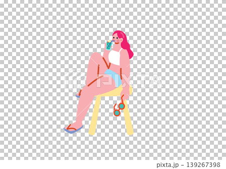 女人喝瓜蘇打水的插圖 女人喝瓜蘇打水的插圖 139267398