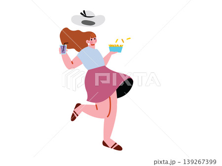 夏を満喫する女性のイラスト 夏を満喫する女性のイラスト 139267399