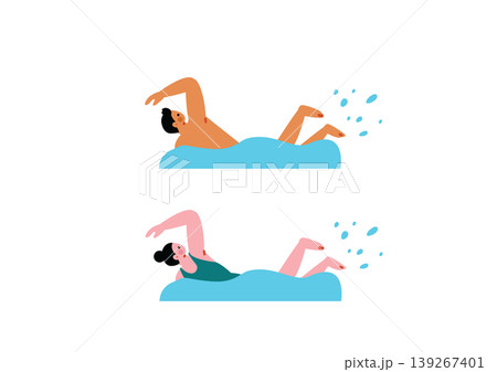 水泳をする男女の医rスト 水泳をする男女の医rスト 139267401