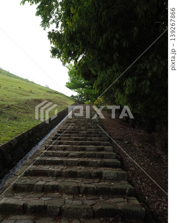 自分の足で登る古都の絶景。若草山南登山道の趣ある石段ルート 自分の足で登る古都の絶景。若草山南登山道の趣ある石段ルート 139267866