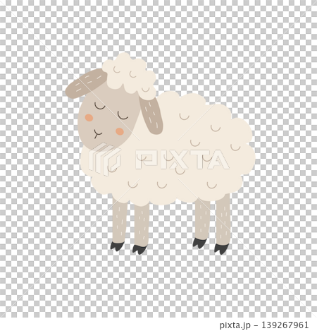 Cute Sleeping Sheep Nursery Clipart for Baby Shower and Kids Decor 139267961