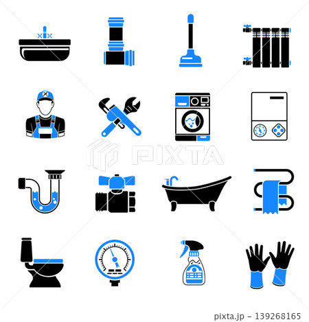 Plumbing Service Icons Sticker Set Plumbing Service Icons Sticker Set 139268165