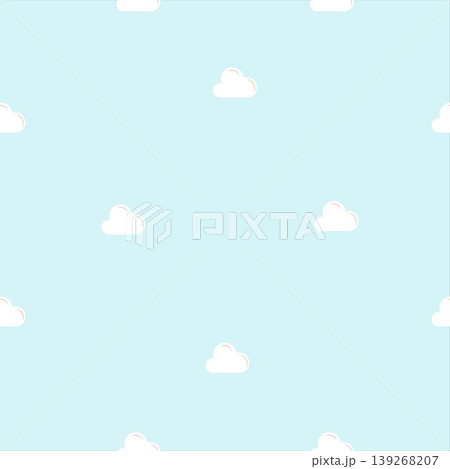 Seamless pattern with small white fluffy clouds on a soft light blue sky background Seamless pattern with small white fluffy clouds on a soft light blue sky background 139268207