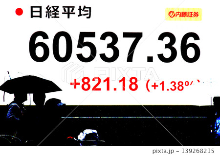 日本の東京都市景観初6万円突破・6万0537円36銭・株価/終値。半年で6万台と史上最速の大台替わり 139268215