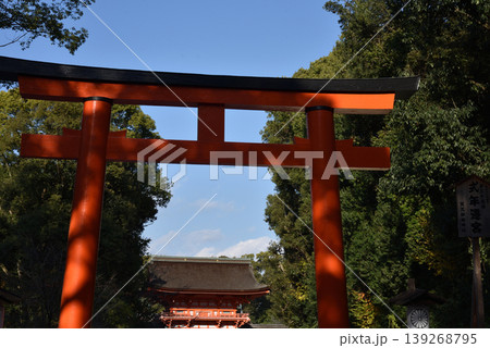 下鴨神社　鳥居から眺める楼門(京都市左京区) 139268795