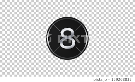 モダンな黒メダル 数字の8 [銀] ラバー質感 3Dアイコン 背景透過 139268835