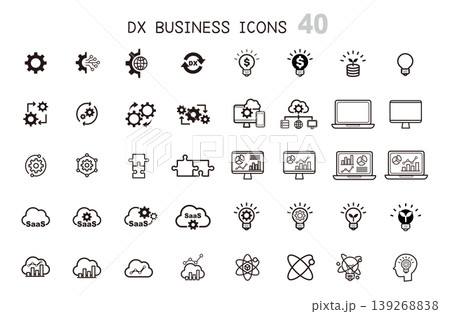 DX・ビジネスのラインアイコンセット|デジタルトランスフォーメーション・SaaS・分析・テクノロジー DX・ビジネスのラインアイコンセット|デジタルトランスフォーメーション・SaaS・分析・テクノロジー 139268838