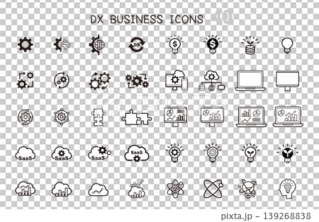 DX・ビジネスのラインアイコンセット|デジタルトランスフォーメーション・SaaS・分析・テクノロジー DX・ビジネスのラインアイコンセット|デジタルトランスフォーメーション・SaaS・分析・テクノロジー 139268838