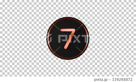 Modern Black Medal, Number 7 [Copper], Rubber Texture, 3D Icon, Transparent Background 139268872