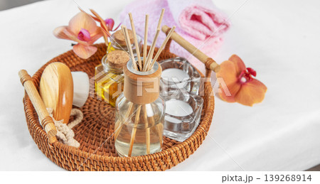 Spa wellness treatment creating peaceful relaxation atmosphere Spa wellness treatment creating peaceful relaxation atmosphere 139268914