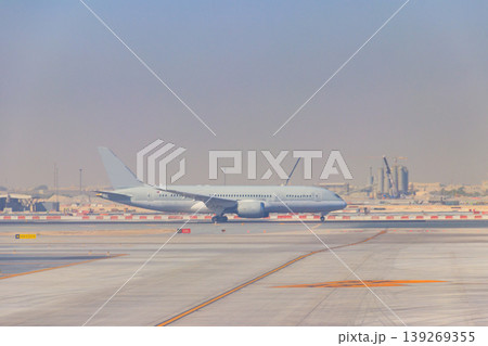 Airplane on runway in Doha airport, Qatar 139269355