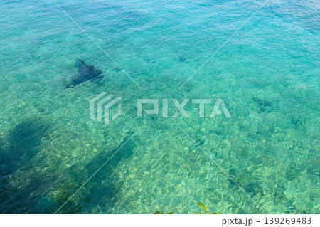 Blue water texture background. Surface of sea or ocean Blue water texture background. Surface of sea or ocean 139269483