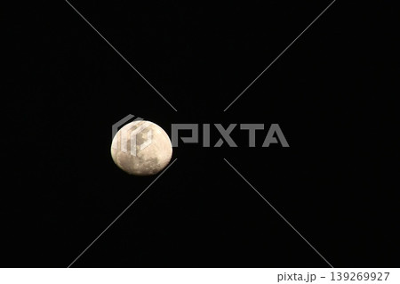 half moon shining floating on sky in night half moon shining floating on sky in night 139269927