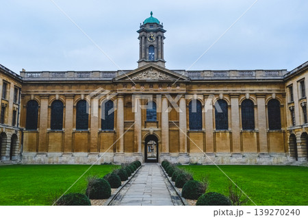 Symmetrical historic building with clock tower Oxford. Symmetrical historic building with clock tower Oxford. 139270240