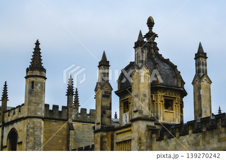 Historic Oxford architecture with towers England. 139270242