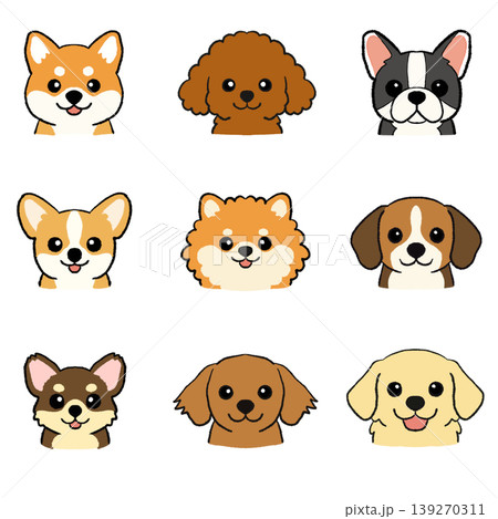 大型犬、小型犬の手書きの犬のイラストセット 大型犬、小型犬の手書きの犬のイラストセット 139270311