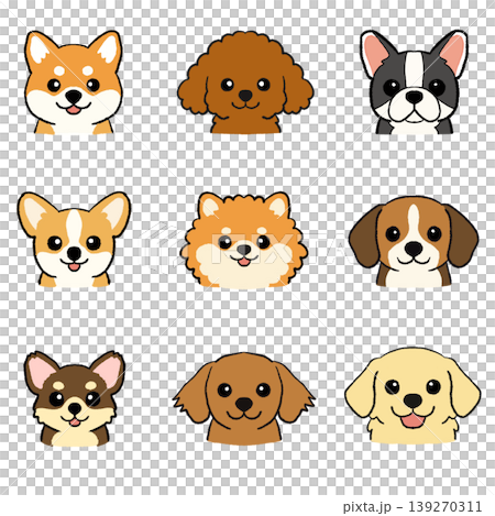 大型犬、小型犬の手書きの犬のイラストセット 大型犬、小型犬の手書きの犬のイラストセット 139270311