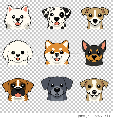 一組手繪狗插圖,包括大型犬和小型犬。 一組手繪狗插圖,包括大型犬和小型犬。 139270314