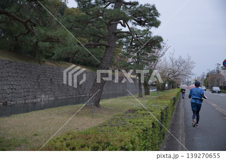 京の風景 二条城のお堀とランナーさん1 京の風景 二条城のお堀とランナーさん1 139270655