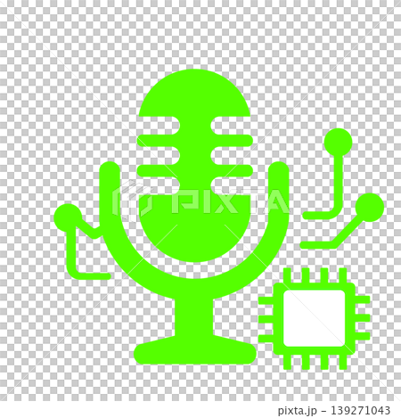 Digital icon (green) for AI processing of audio data from the microphone. 139271043