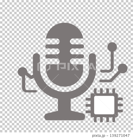 A digital icon (gray) that processes audio data from the microphone using AI. 139271047