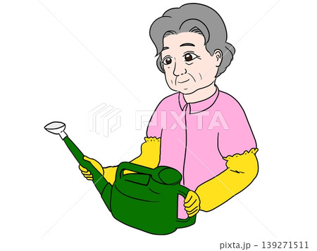 じょうろを持つ老婦人 139271511