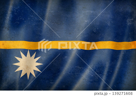 Old vintage flag of Nauru, worn and stained 139271608