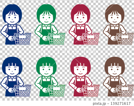 Icon of a woman with a shopping basket and apron 139271617
