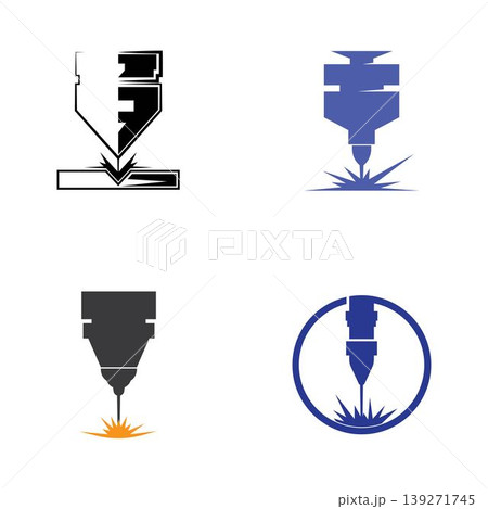 Laser Cutting Machine Logo Design Icon Vector Illustration. Laser Cutting Machine Logo Design Icon Vector Illustration. 139271745