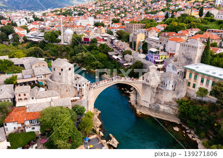 Single-arch bridge connects parts of city of Mostar 139271806