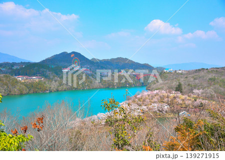 《岐阜県》満開の桜が咲く春の恵那峡 《岐阜県》満開の桜が咲く春の恵那峡 139271915