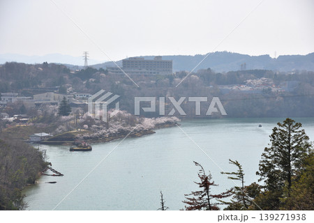 《岐阜県》満開の桜が咲く春の恵那峡 139271938