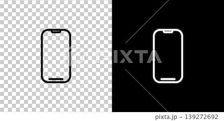 スマートフォンのラインアイコン。白い線と黒い線のモノクロベクターイラストセット スマートフォンのラインアイコン。白い線と黒い線のモノクロベクターイラストセット 139272692
