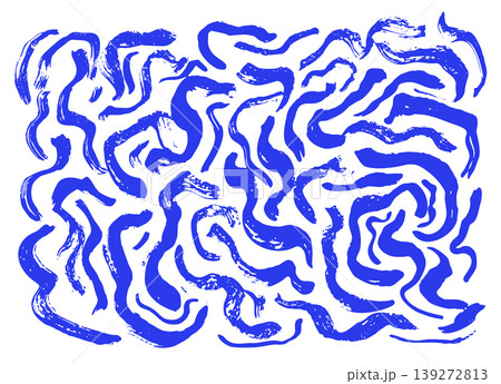 Abstract wavy grunge textured vector blue ink paint brush stroke water composition. Artistic curve dynamic swoosh paintbrush background for texture design, abstract sound wave, striped mascara Abstract wavy grunge textured vector blue ink paint brush stroke water composition. Artistic curve dynamic swoosh paintbrush background for texture design, abstract sound wave, striped mascara 139272813