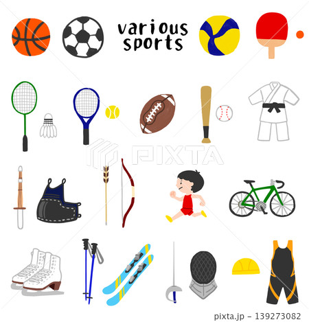 いろいろなスポーツのイラストセット 139273082