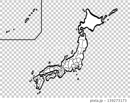 日本地図 都道府県区分 (筆タッチ) シンプル 日本地図 都道府県区分 (筆タッチ) シンプル 139273173