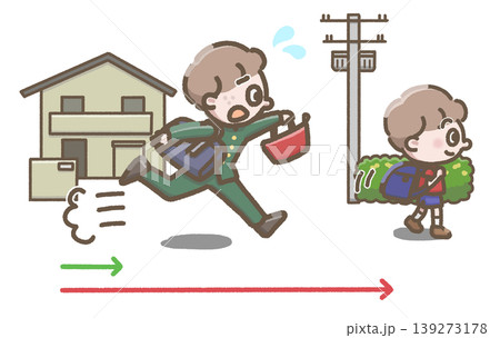 兄が弟を追いかけているイラスト 兄が弟を追いかけているイラスト 139273178