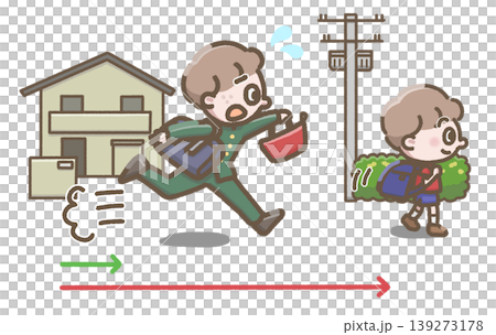 兄が弟を追いかけているイラスト 兄が弟を追いかけているイラスト 139273178