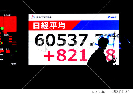 日本の東京都市景観初6万円突破・6万0537円36銭・株価/終値。半年で6万台と史上最速の大台替わり 139273184
