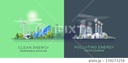 Comparing Clean and Polluting Energy Power Stations 139273256