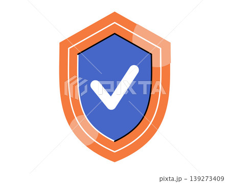Security shield with a white checkmark vector illustration. Cyber security, data protection, insurance services, verified account, privacy safety, antivirus software. Protective armor with tick mark Security shield with a white checkmark vector illustration. Cyber security, data protection, insurance services, verified account, privacy safety, antivirus software. Protective armor with tick mark 139273409