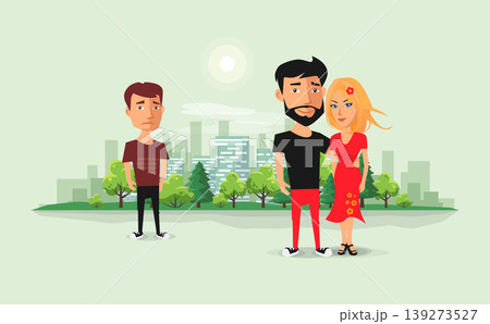 Sad Ex Boyfriend Looking on Couple in Love Sad Ex Boyfriend Looking on Couple in Love 139273527